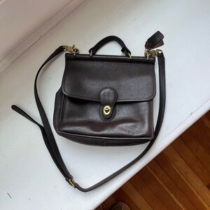 Vintage Coach 9927 Willis Dark Brown Leather Crossbody